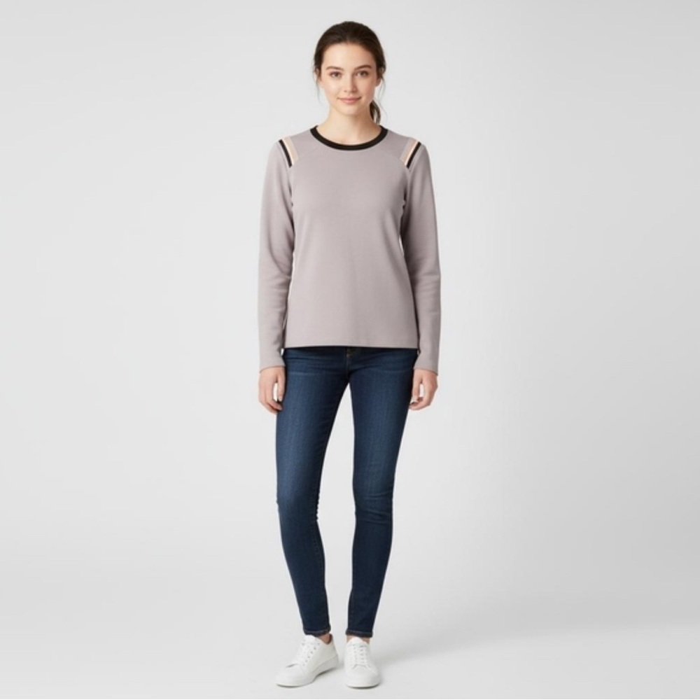 AETHER Grey Insulated Athletic Pullover With Shoulder Stripes